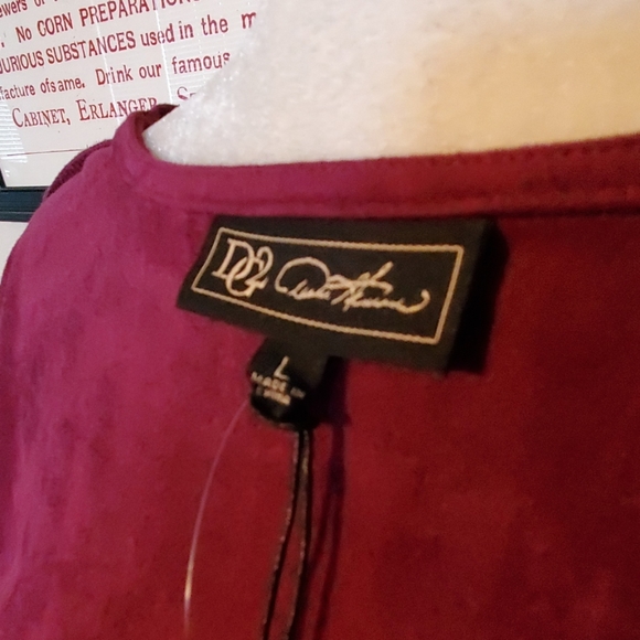 DG2 by Diane Gilman Fringe Waterfall Maroon Jacket - Picture 6 of 8